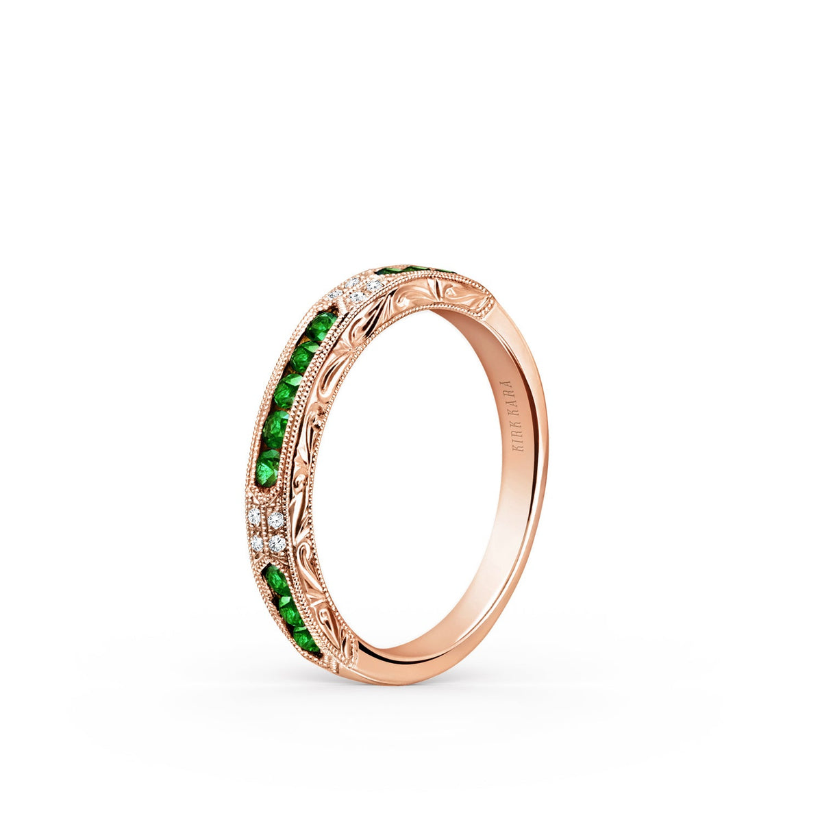 Channel Set Artful Tsavorite Diamond Wedding Band