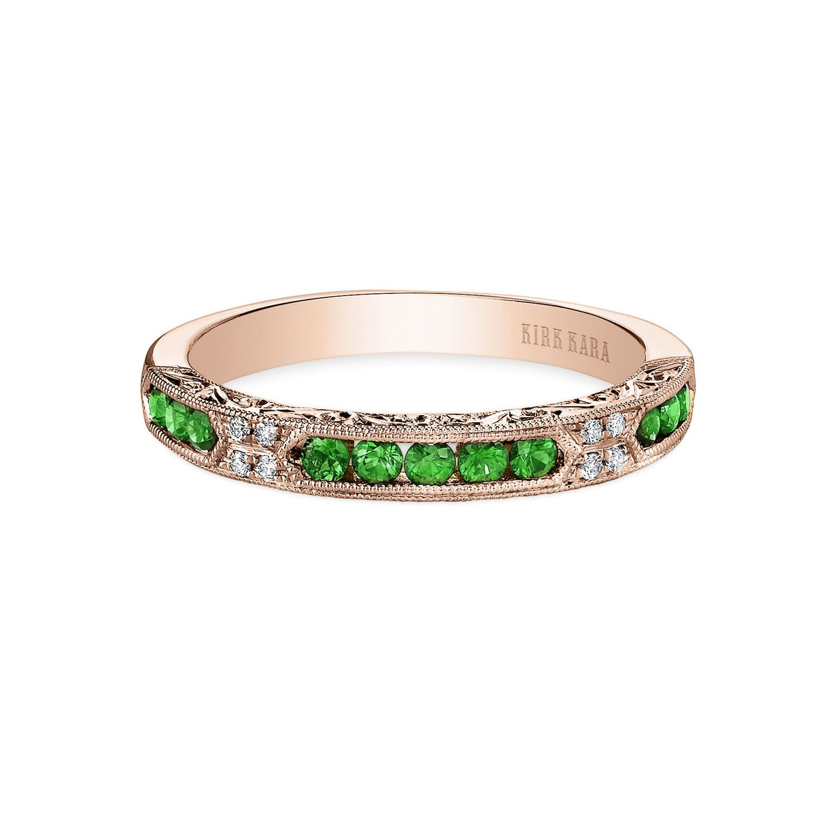 Channel Set Artful Tsavorite Diamond Wedding Band