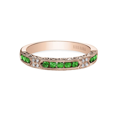 Channel Set Artful Tsavorite Diamond Wedding Band