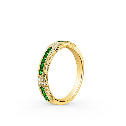 Channel Set Artful Tsavorite Diamond Wedding Band
