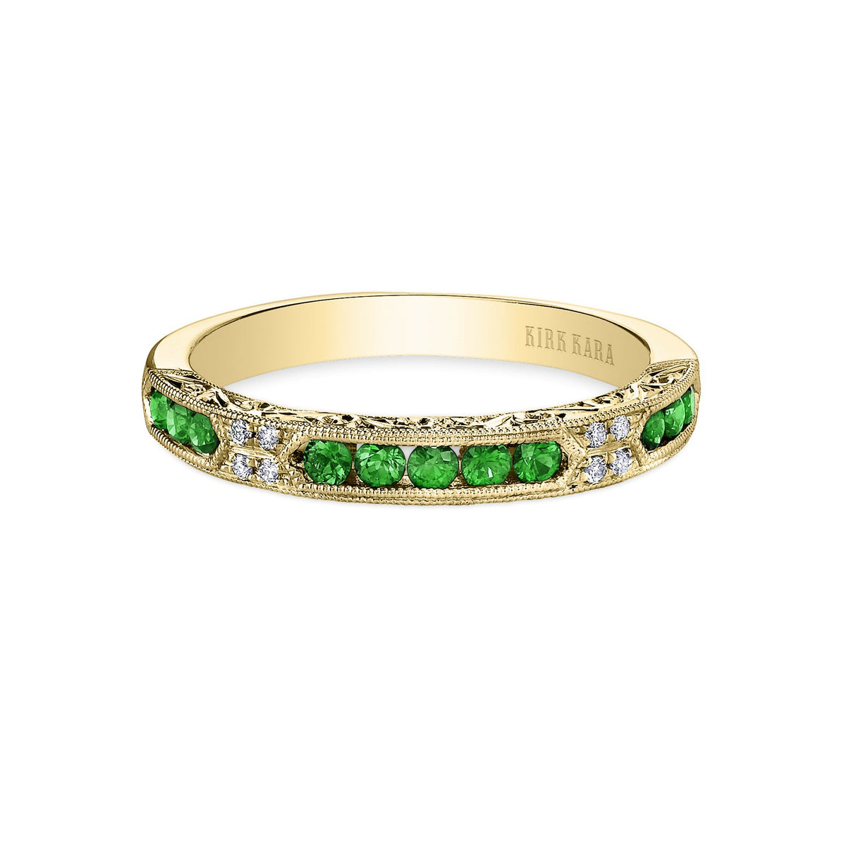 Channel Set Artful Tsavorite Diamond Wedding Band