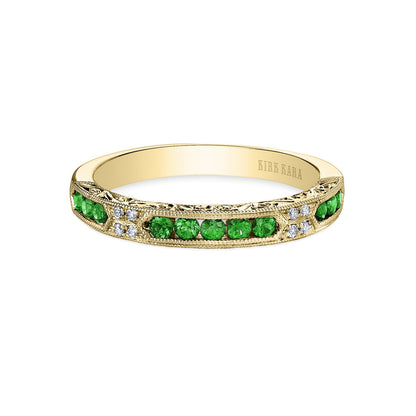Channel Set Artful Tsavorite Diamond Wedding Band