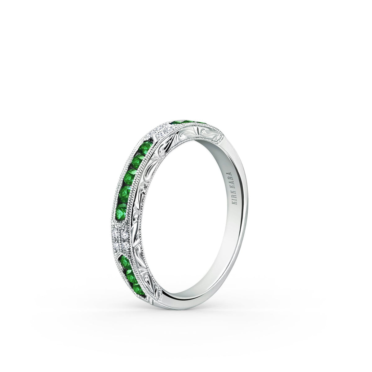 Channel Set Artful Tsavorite Diamond Wedding Band