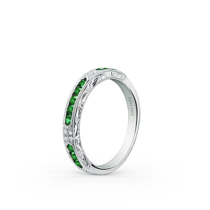 Channel Set Artful Tsavorite Diamond Wedding Band