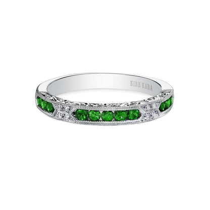Channel Set Artful Tsavorite Diamond Wedding Band
