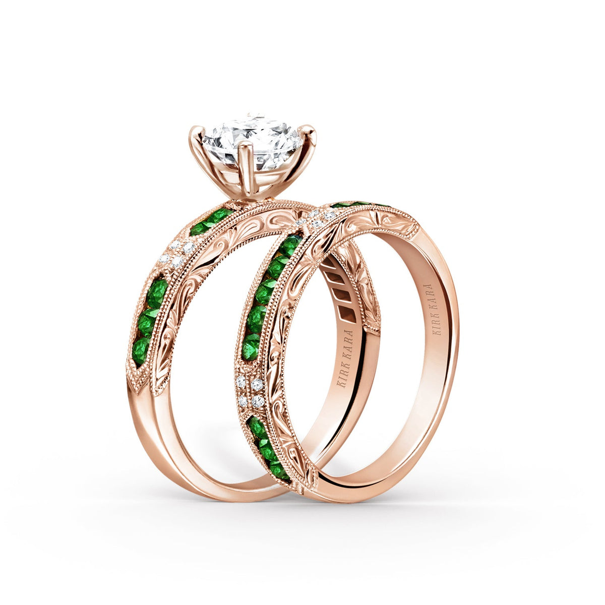 Channel Set Artful Tsavorite Diamond Wedding Band