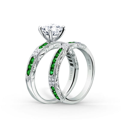 Channel Set Artful Tsavorite Diamond Wedding Band