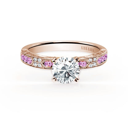 Channel Set Artful Pink Sapphire Diamond Engagement Ring