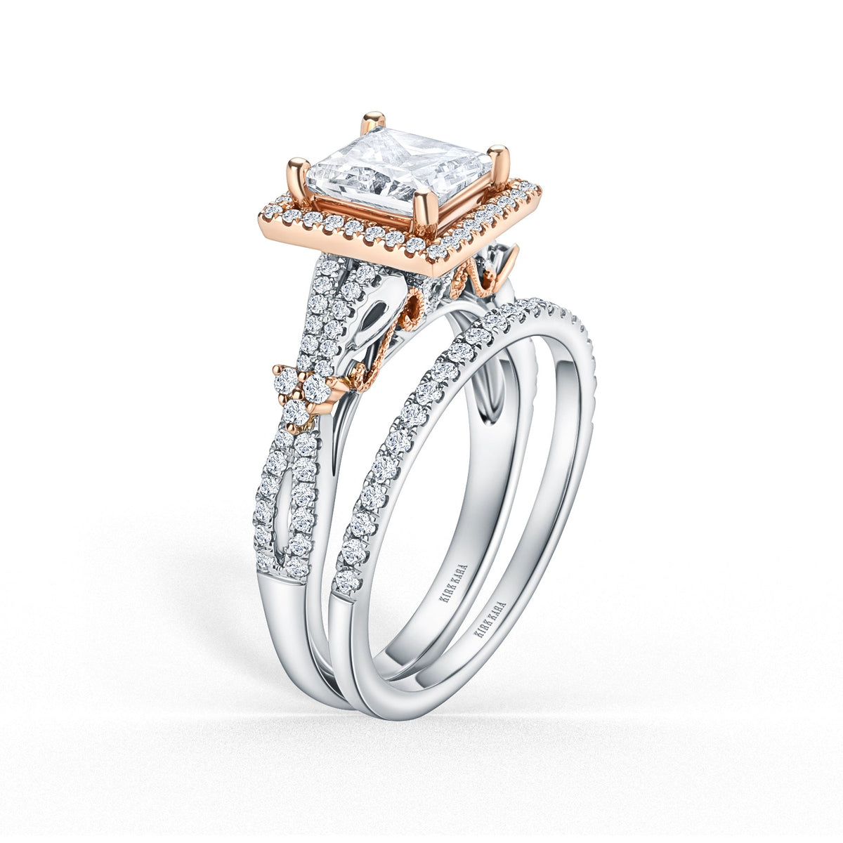 Romantic  Split Shank Halo Diamond Engagement Ring