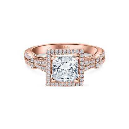 Romantic  Split Shank Halo Diamond Engagement Ring