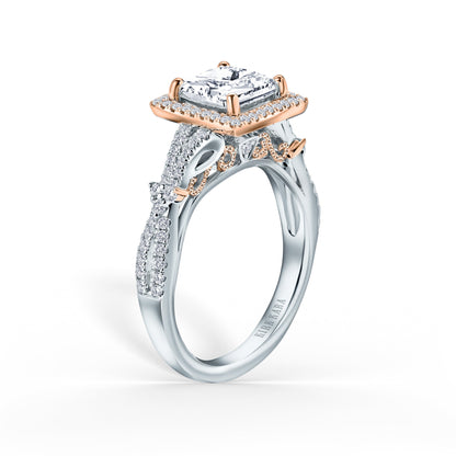 Romantic  Split Shank Halo Diamond Engagement Ring