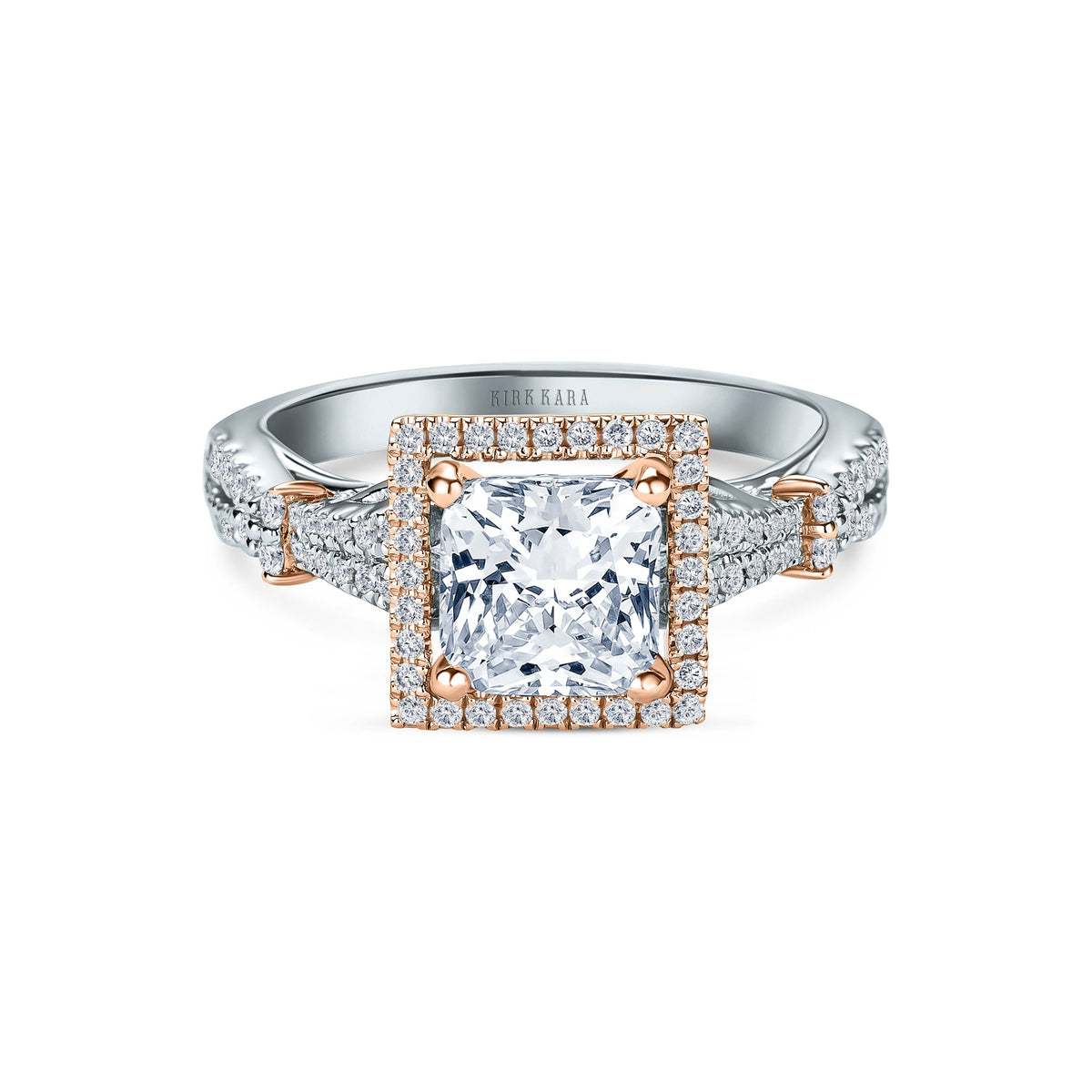 Romantic  Split Shank Halo Diamond Engagement Ring