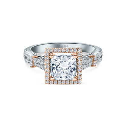 Romantic  Split Shank Halo Diamond Engagement Ring