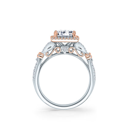 Romantic  Split Shank Halo Diamond Engagement Ring