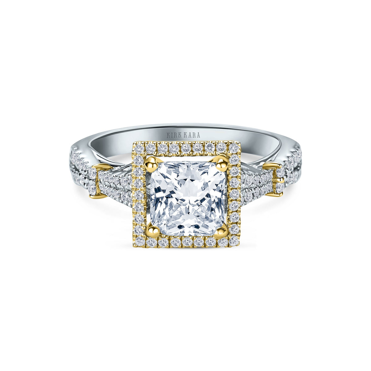Romantic  Split Shank Halo Diamond Engagement Ring