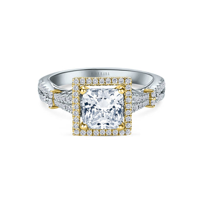 Romantic  Split Shank Halo Diamond Engagement Ring