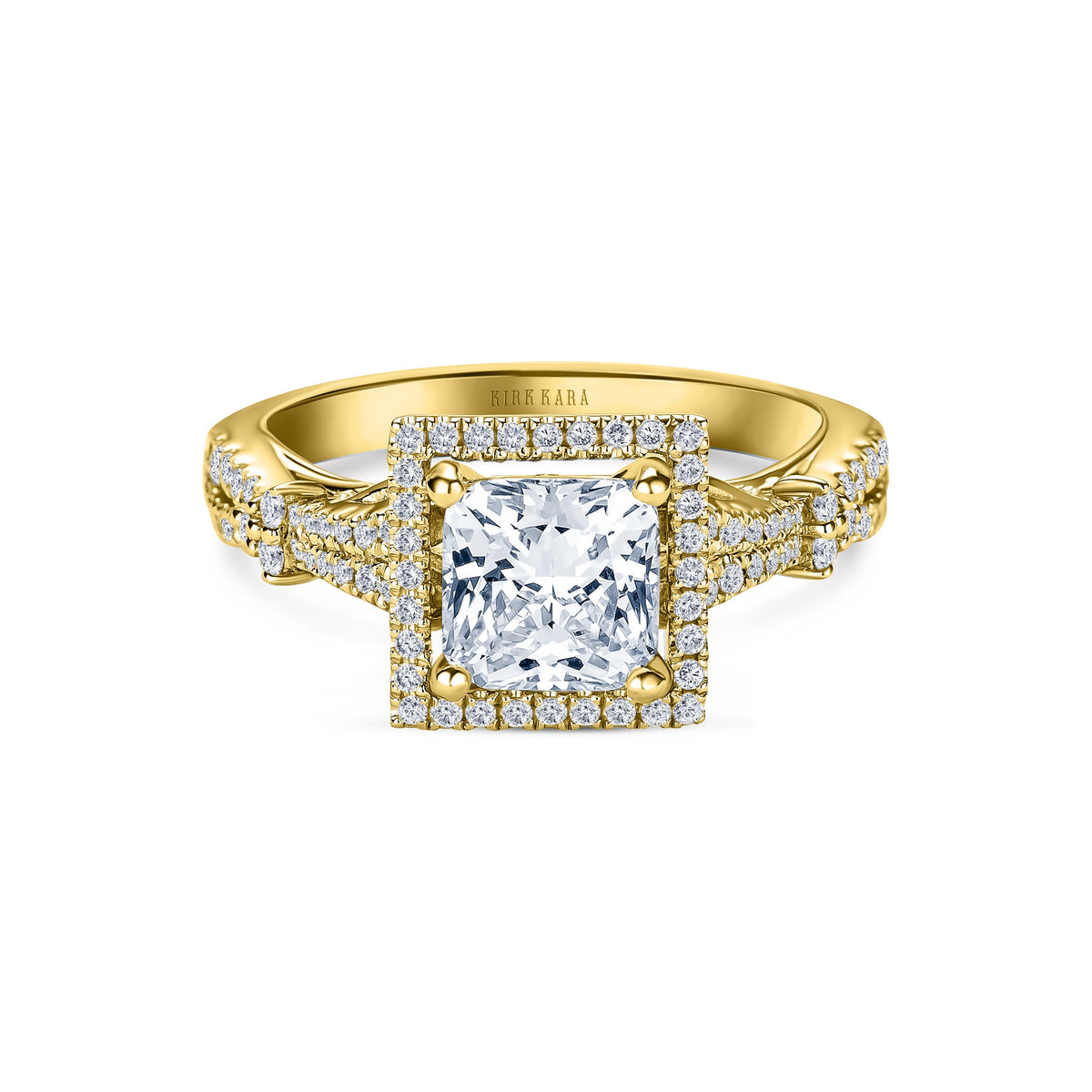 Romantic  Split Shank Halo Diamond Engagement Ring