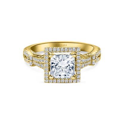 Romantic  Split Shank Halo Diamond Engagement Ring