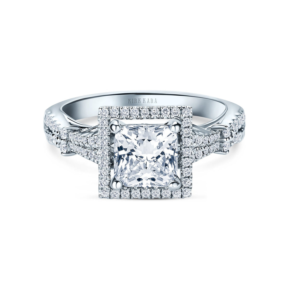 Romantic  Split Shank Halo Diamond Engagement Ring