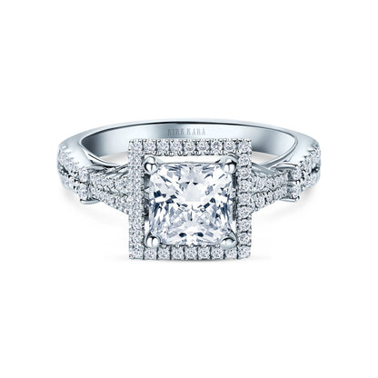 Romantic  Split Shank Halo Diamond Engagement Ring