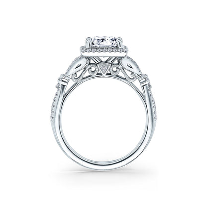 Romantic  Split Shank Halo Diamond Engagement Ring