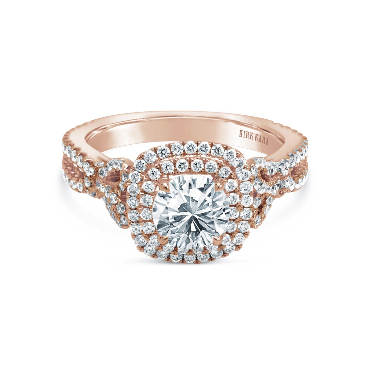 Romantic Bows Double Halo Diamond Engagement Ring