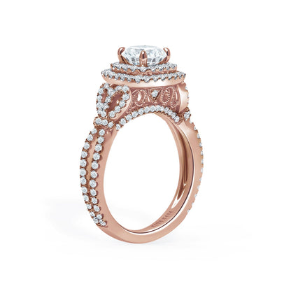 Romantic Bows Double Halo Diamond Engagement Ring