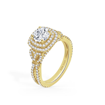 Romantic Bows Double Halo Diamond Engagement Ring
