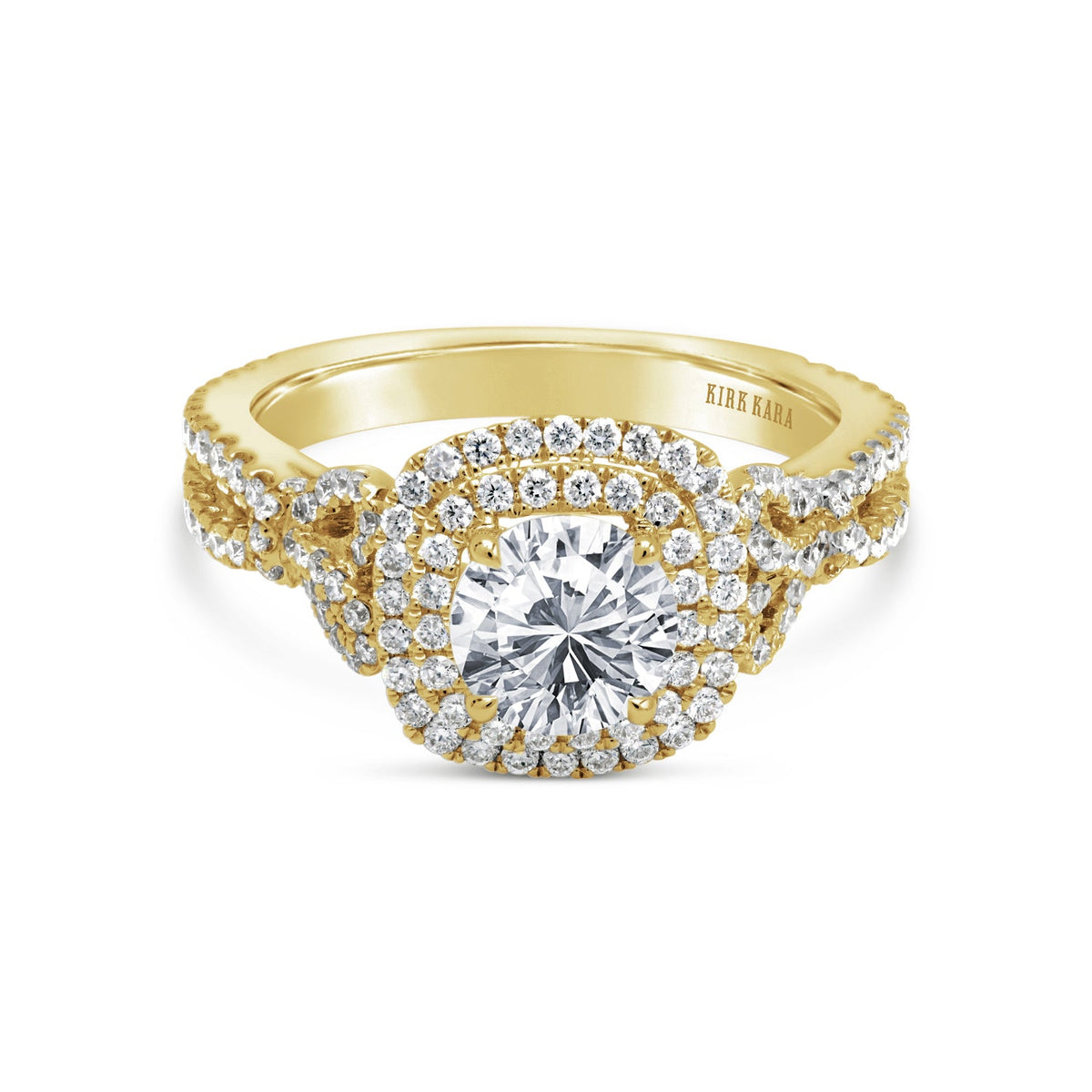 Romantic Bows Double Halo Diamond Engagement Ring