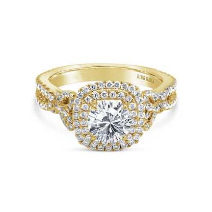 Romantic Bows Double Halo Diamond Engagement Ring