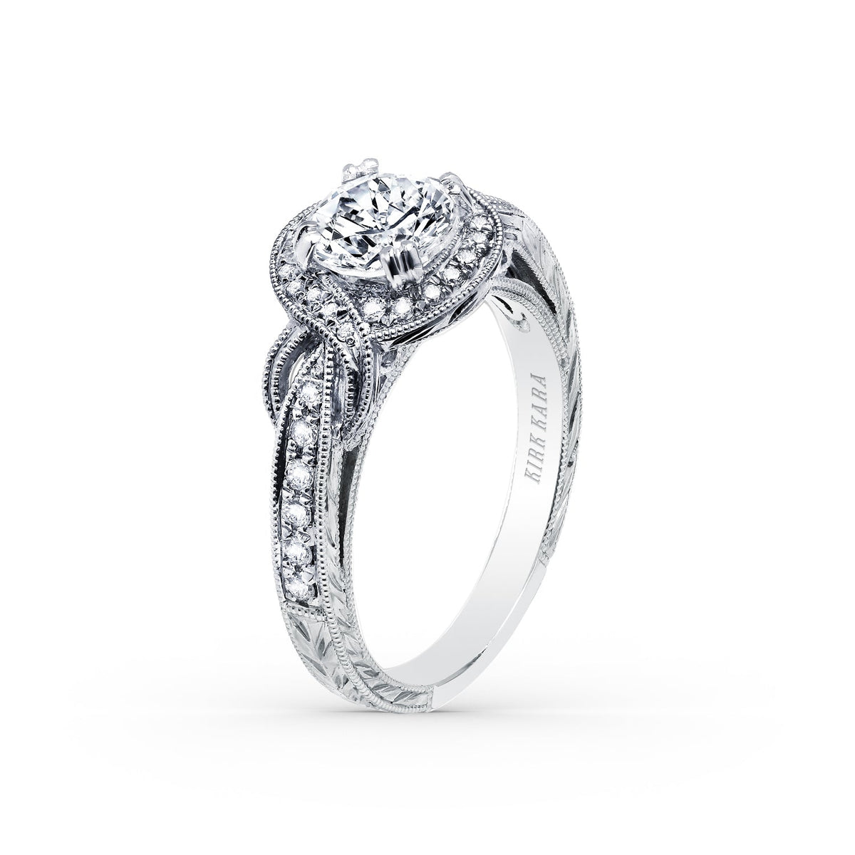 Joyful Twist Halo Diamond Engagement Ring