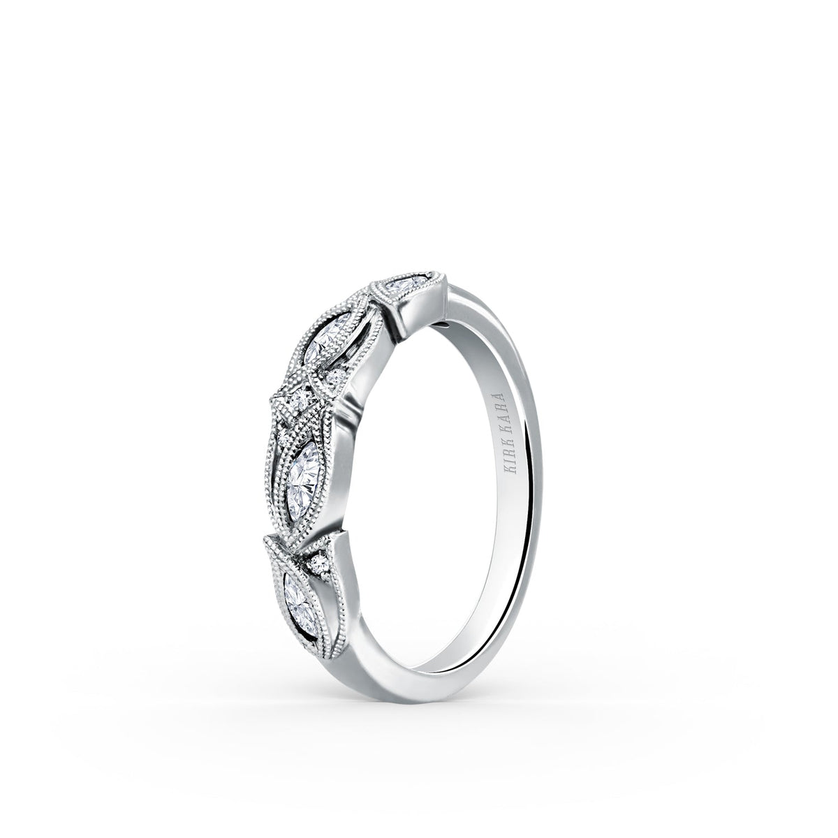 Botanical Floral Marquise Diamond Wedding Band