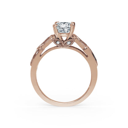 Botanical Floral Blue Sapphire Marquise Diamond Engagement Ring