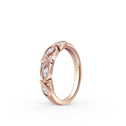 Botanical Floral Marquise Diamond Wedding Band