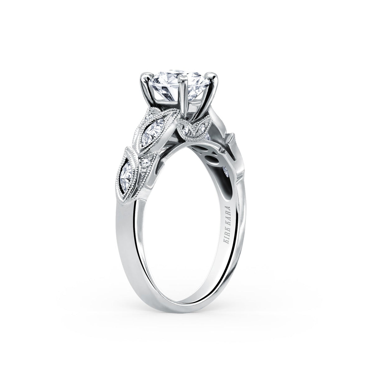 Botanical Floral Marquise Diamond Engagement Ring