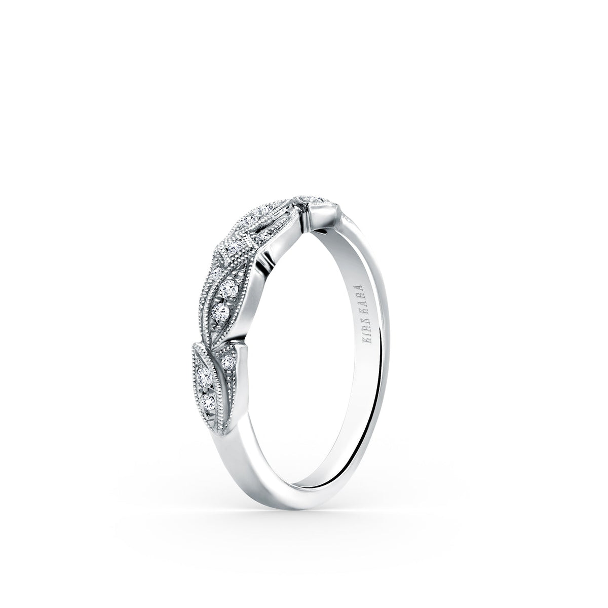 Pavé Leaf Floral Diamond Wedding Band