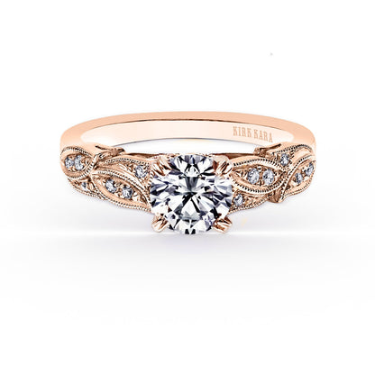 Pavé Leaf Floral Diamond Engagement Ring