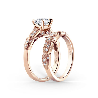 Pavé Leaf Floral Diamond Engagement Ring