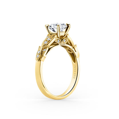 Pavé Leaf Floral Diamond Engagement Ring