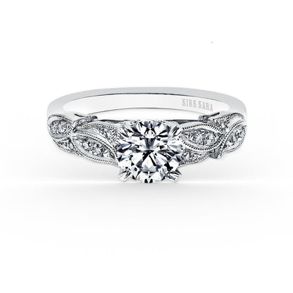 Pavé Leaf Floral Diamond Engagement Ring