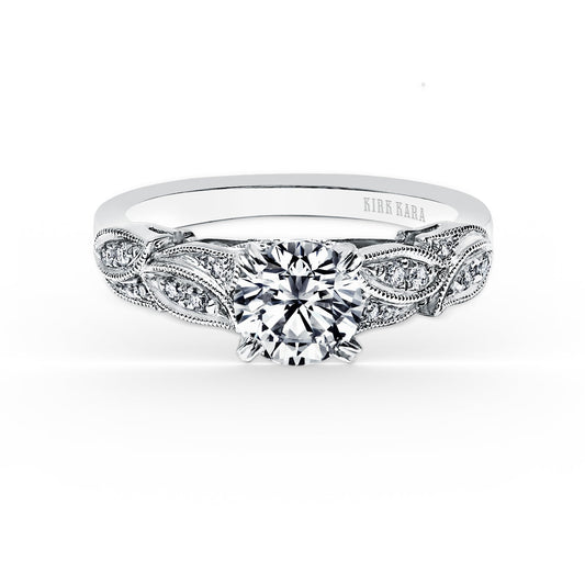 Pavé Leaf Floral Diamond Engagement Ring