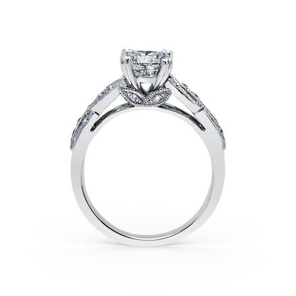 Pavé Leaf Floral Diamond Engagement Ring