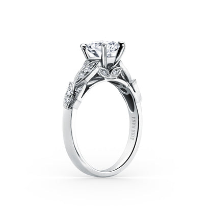 Pavé Leaf Floral Diamond Engagement Ring