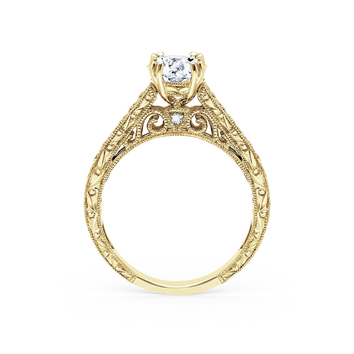 Classic Engraved Pavé Diamond Engagement Ring