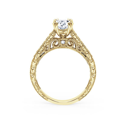 Classic Engraved Pavé Diamond Engagement Ring