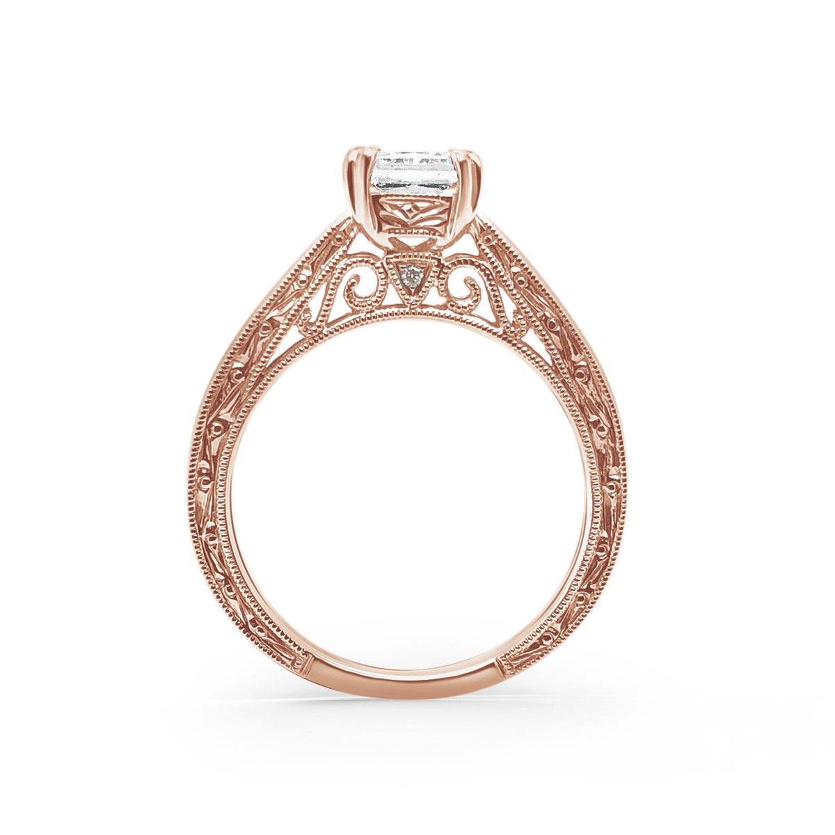 Filigree Solitaire Diamond Engagement Ring