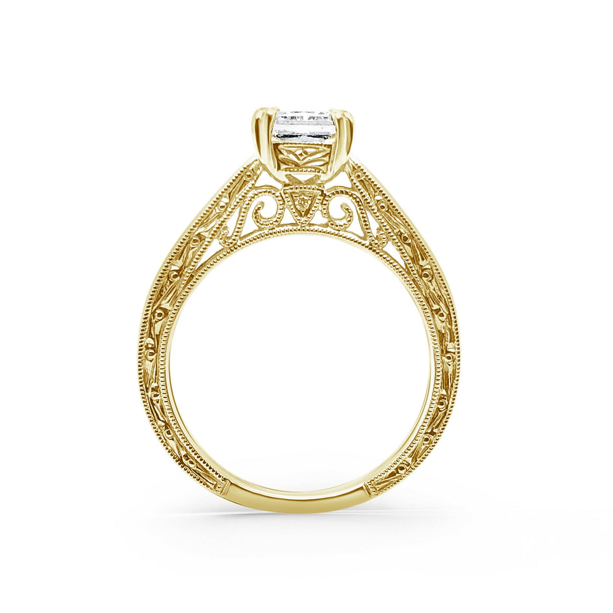 Filigree Solitaire Diamond Engagement Ring
