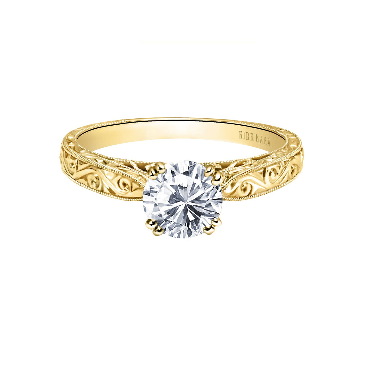 Hand Engraved Vintage Inspired Solitaire Engagement Ring