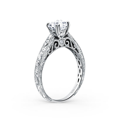 Hand Engraved Vintage Inspired Solitaire Engagement Ring