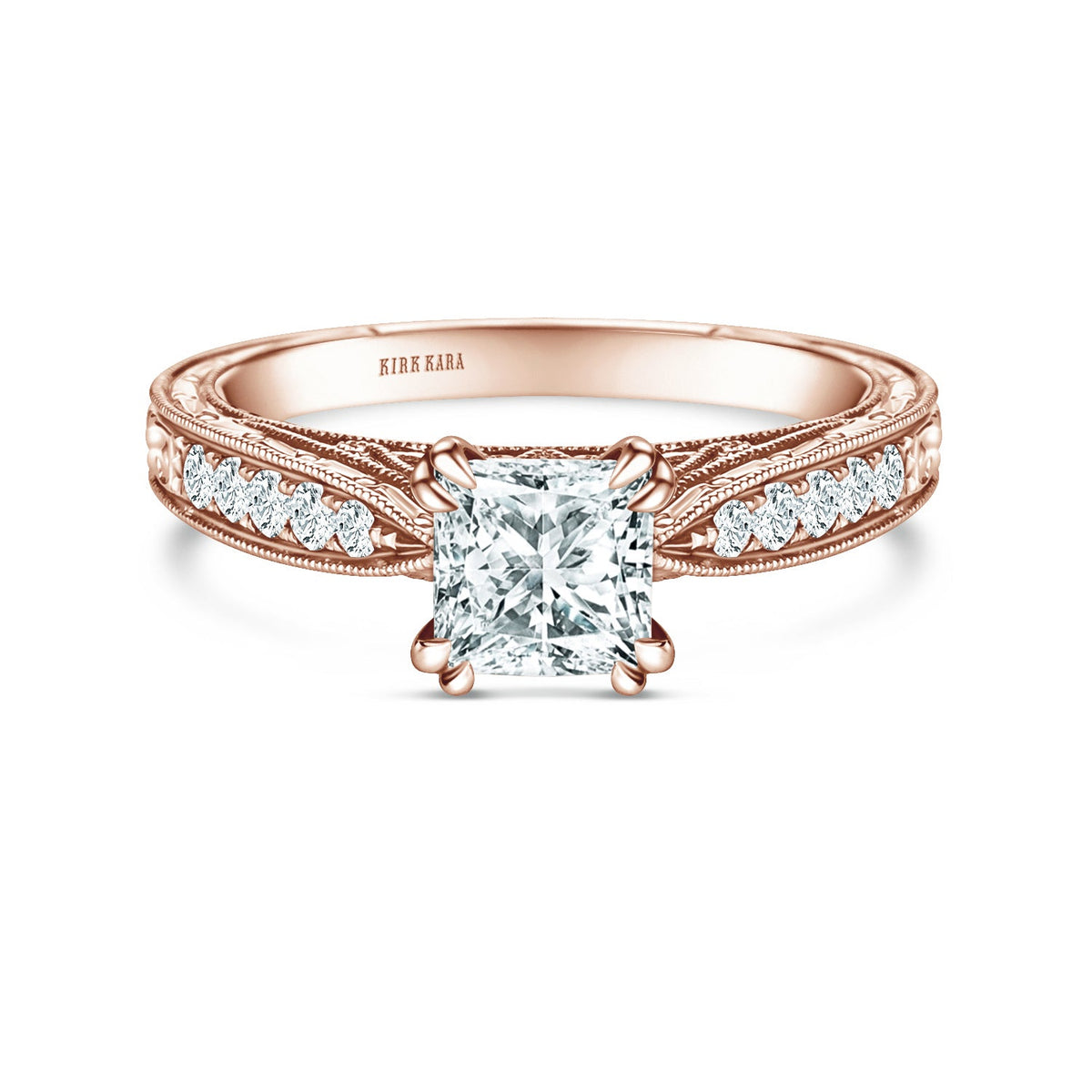 Hand Engraved Vintage Inspired Diamond Solitaire Engagement Ring